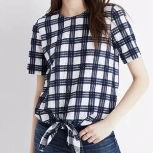 LIKE NEW Madewell Navy Tie Front Top SZ M